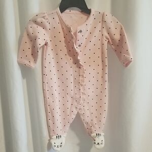 Carter's Pink and Black Footies One Piece with Animal Detailing